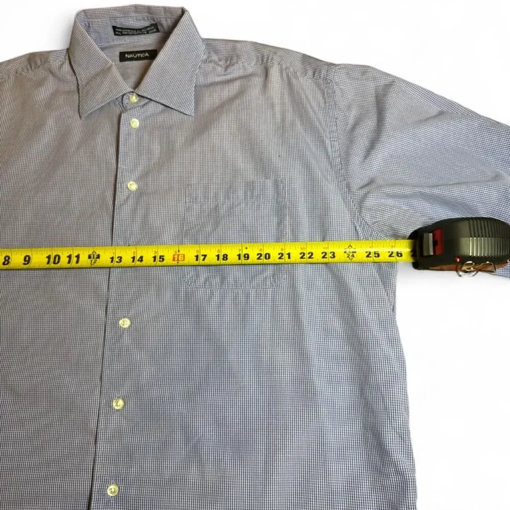 Nautica Men's Blue Pattern- Button up long sleeve shirt